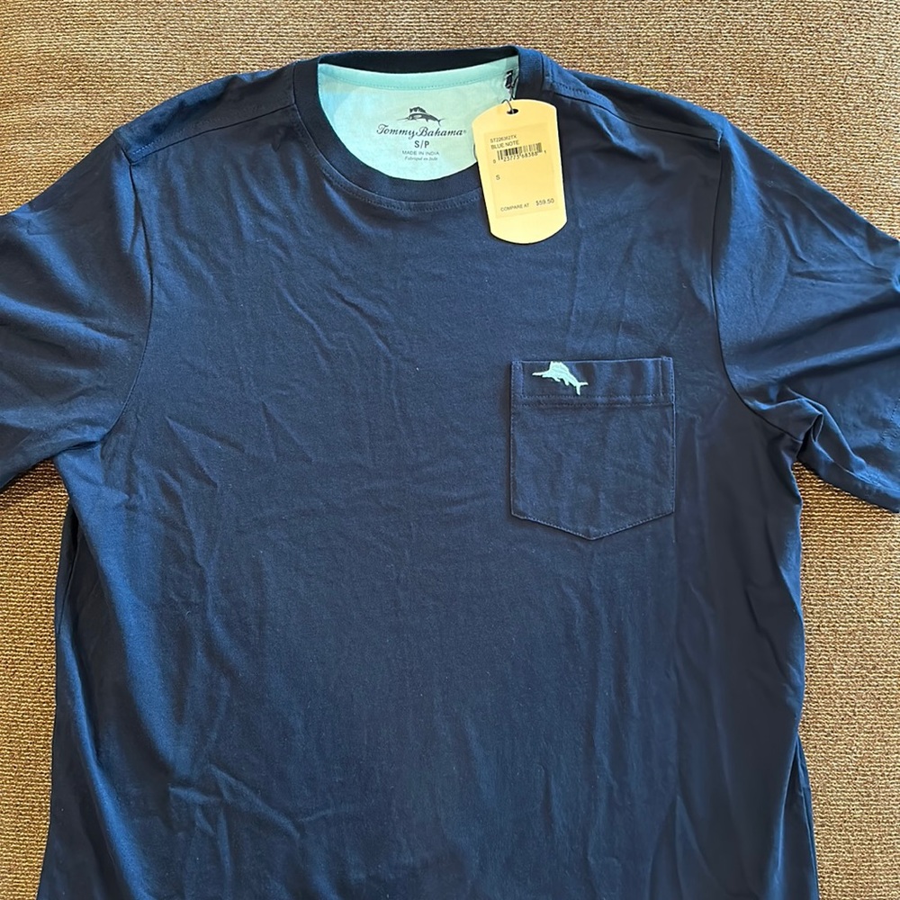 Tommy Bahama Men’s Logo Short SleeveT-Shirt with Pocket Navy Blue Small NWT